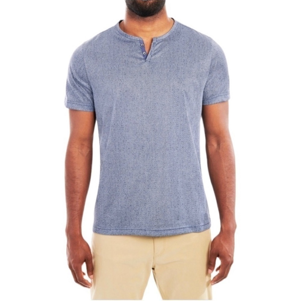 Con.Struct Short Sleeve Blue Henley Shirt Size XXL
